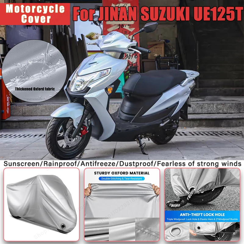 

For JINAN SUZUKI UE125T No Ear Motorcycle Cover - Outdoor Full Body Protection, Waterproof Dustproof Sunscreen Moto Accessories