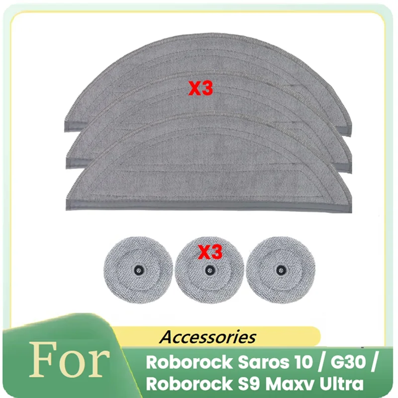 

B90B-6PCS Mop Pads Replacement For Roborock Saros 10 / G30 / Roborock S9 Maxv Ultra Vacuum Cleaner Parts Washable Mopping Pad
