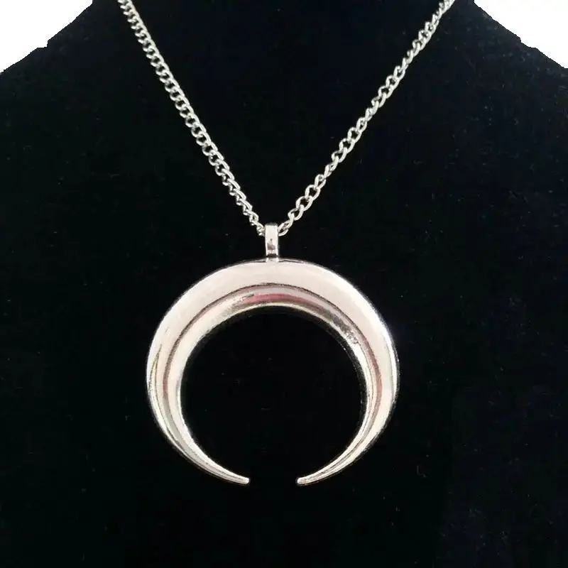 ZXZ Fashion Large Statement Abstract Metal Horn Półksiężyc Wisiorek na długim łańcuszku Naszyjnik Lagenlook 34" — zdjęcie 2