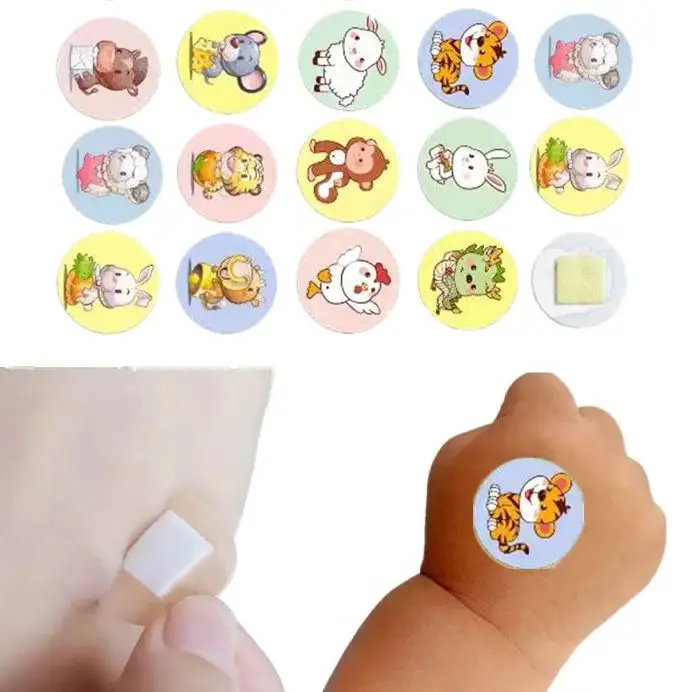 50Pcs 100Pcs 120Pcs/Set Band Aid Cartoon/Solid Color Round Plasters for Vaccination Patch Wound Dressing Adhesive Bandages