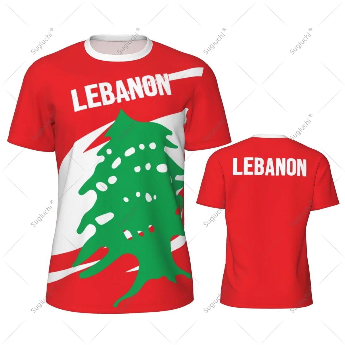Lebanon Flag Men Sports T-shirt Women Tees jersey for Soccer Football Running Bike Tennis Fitness Fans