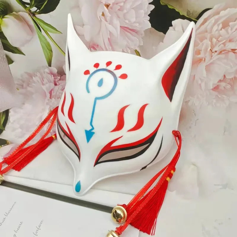 Estilo japonês meia face pintada à mão máscara de raposa homens e mulheres masquerade festival de halloween cosplay prop alta qualidade