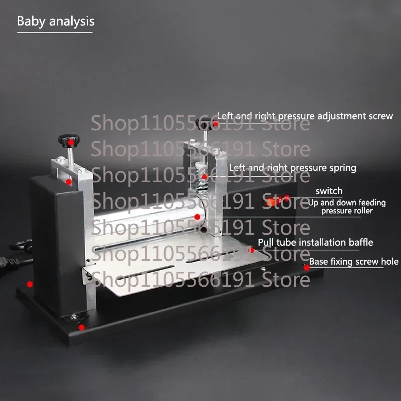 220V Electric Hand-cranked Small Leather Desktop Drawing Machine Pull Shoulder Strap Barrel Press Leather Laminat Machine