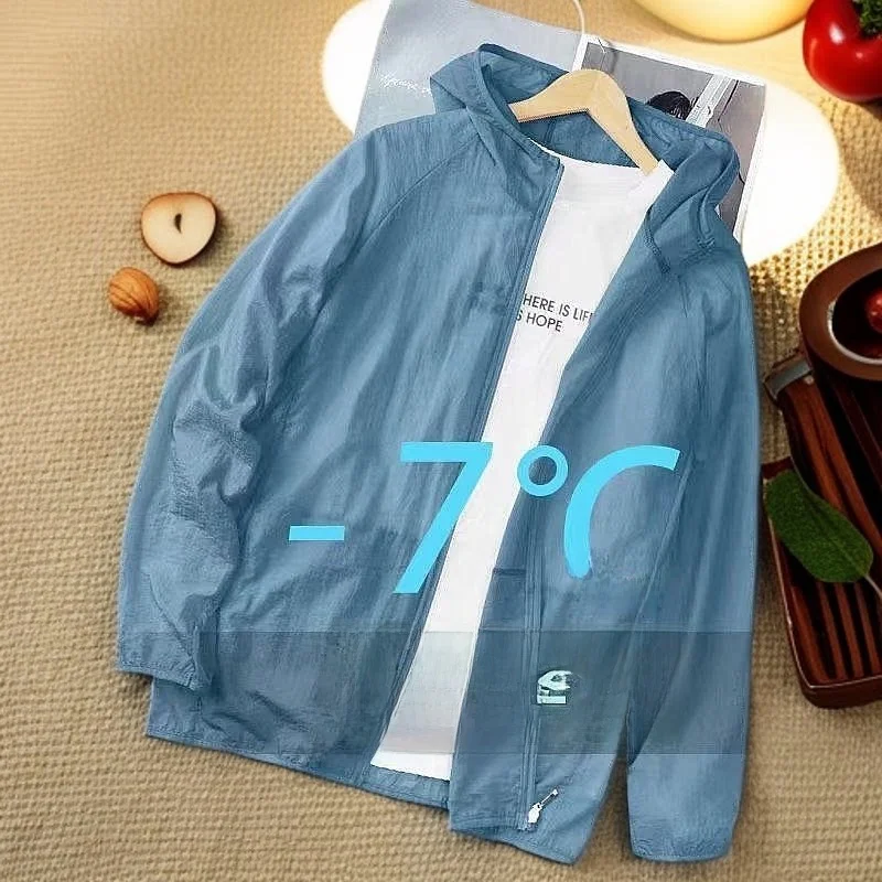 Men's Summer Lightweight Breathable UV Protection Jacket Hooded Outdoor Sports Quick Dry Casual Fashion Ultra Light Large Size