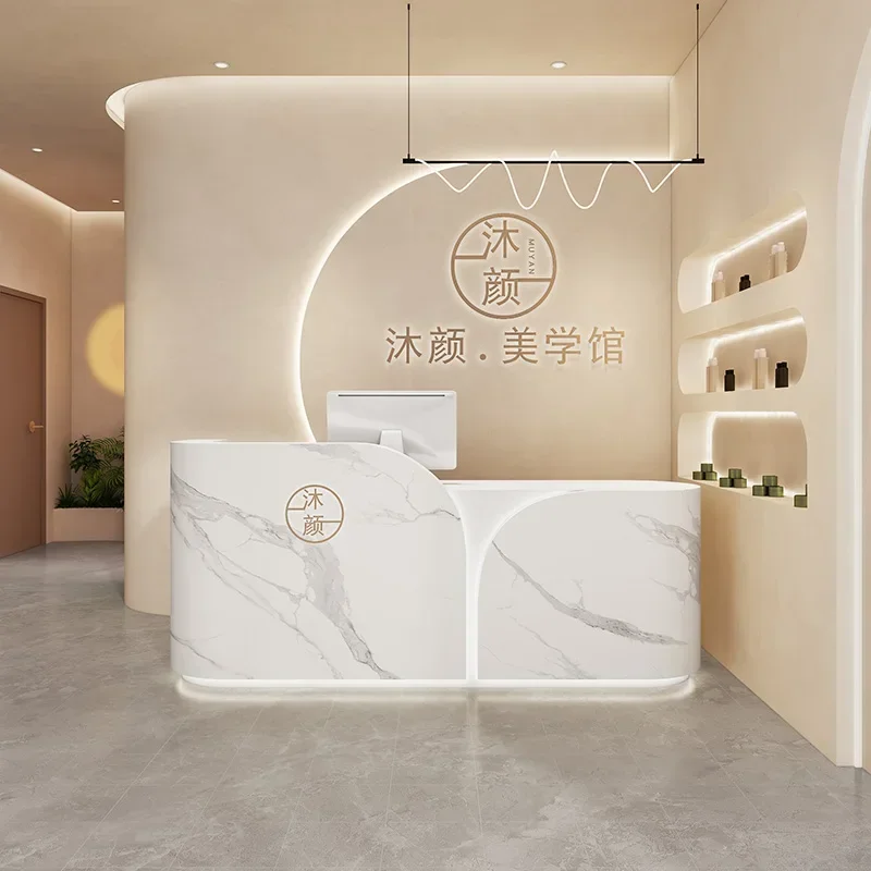Organizer Reception Desk Counter Furniture Hairdressing Exhibitor Advanced Aesthetic Office Design Mostrador Trendy Furniture