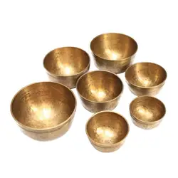 7 Pcs Brass & Metal Handcraft Tibetan Singing Bowl YOGA Meditation Metal Bowl Set Percussion Instrument Sound Bowl Healing