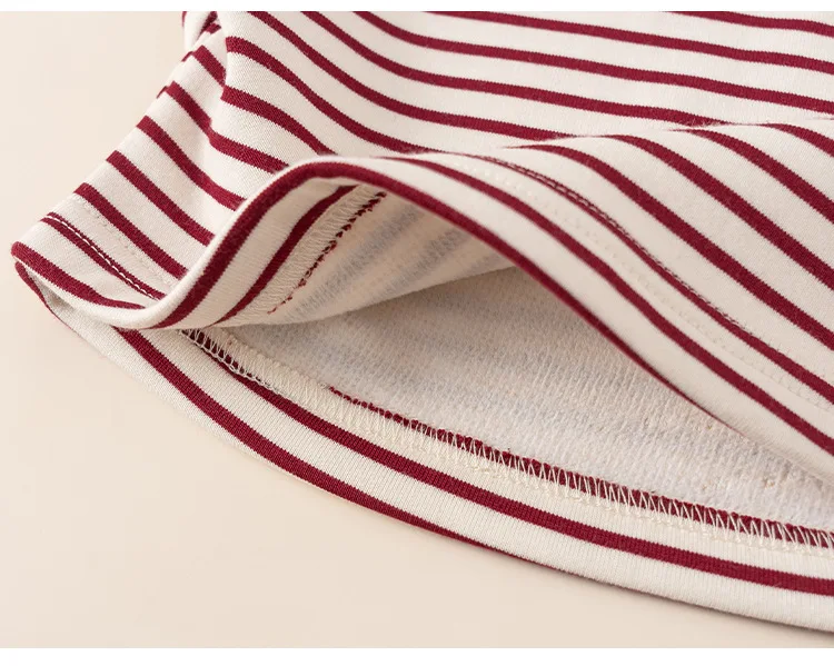 الخريف الشتاء الفتيات تي شيرت الاطفال الصوف الحراري تي شيرت طويل الأكمام شريط نمط الكلب طباعة القطن الراحة الأطفال الأعلى #6