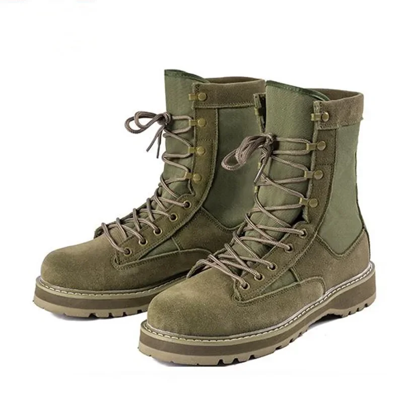 Men's Military Shoes Training Special High-Top Tactical Boots Outdoor Shock-Absorbing Hard-Soled High-Waist Hiking Botas