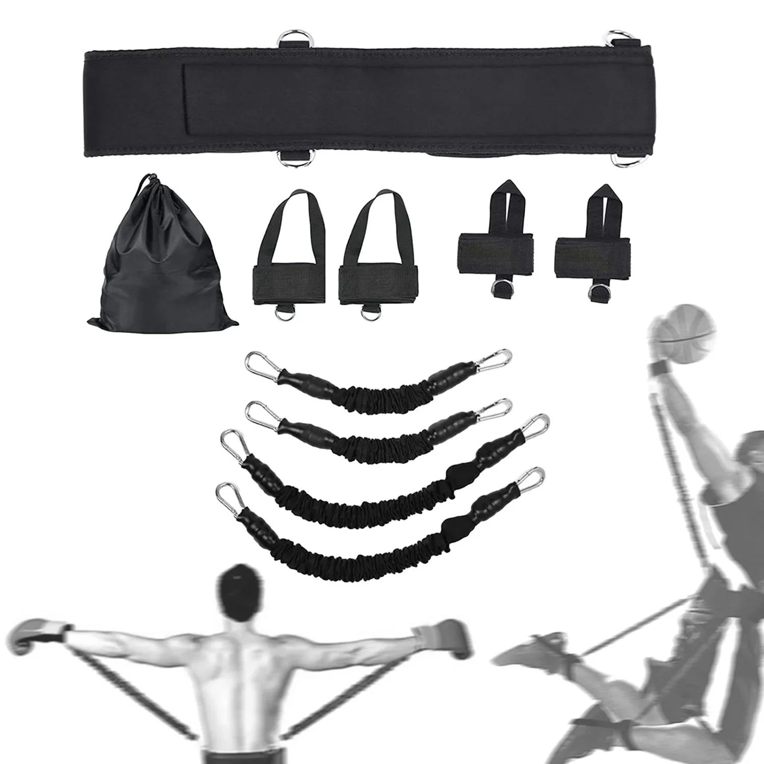 150lbs Boxing Resistance Bands MMA Martial Arts Resistance Training Punches Kicks Power Basketball Speed Agility Belt