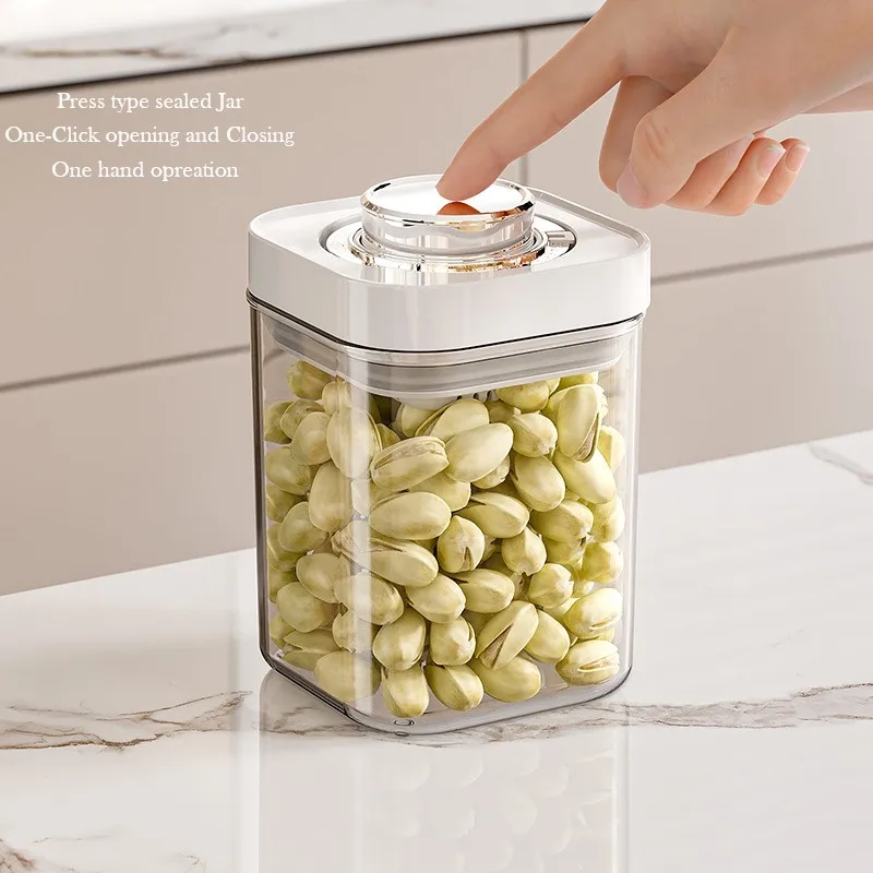 Stackable Kitchen Sealed Jar Plastic Food Storage Box Clear Multigrain Tank Bottle Dried Fruit Tea Containers Press Type 2.3L