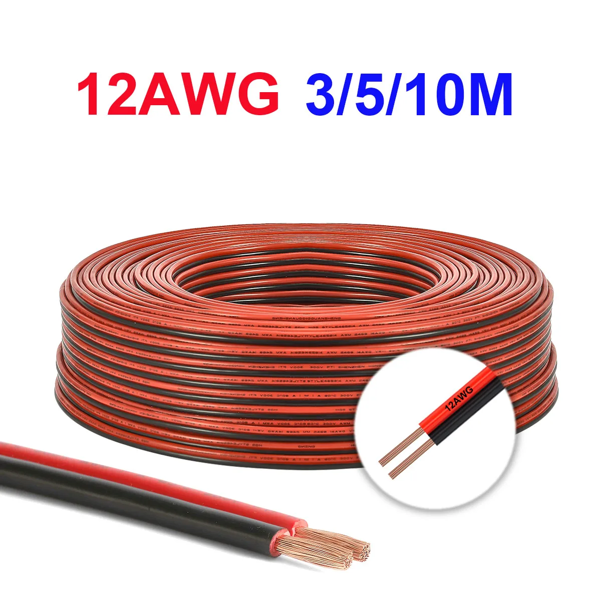 

12AWG 2 Pin Copper Electrical Wire UL2468 Red Black Cable Flexible Power Lines For Solar Panel Inverter Battery Car Automotive