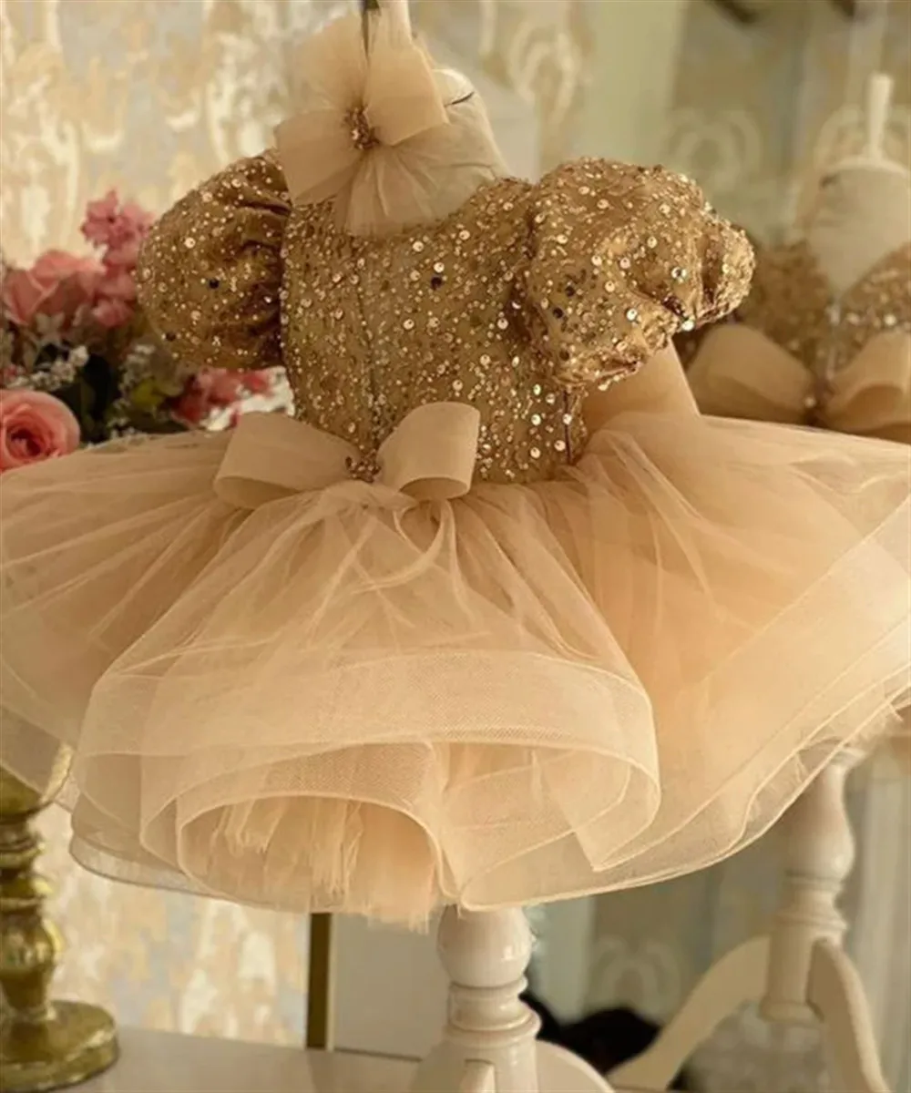 تخصيص مطرزة الأميرة زهرة فتاة فستان الزفاف قصيرة الأكمام القوس منتفخ الاطفال الطفل فستان حفلة عيد ميلاد حفلة موسيقية الكرة ثوب #6