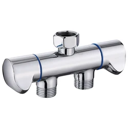 Cobre Tee Toilet Angle Valve, 1 in e 2 out Washer, Balcony Water Damper, Acessório do banheiro, G1, 2