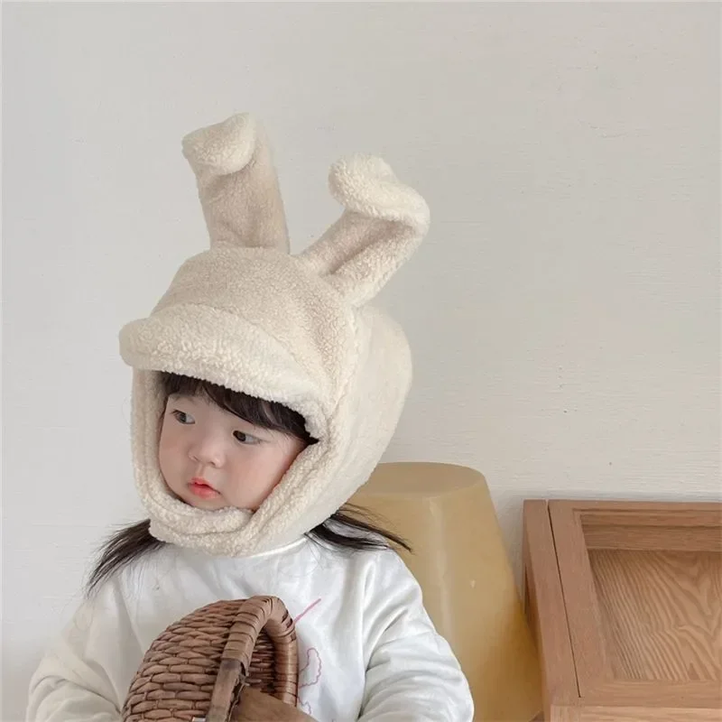 Baby Children Winter Hats Scarf Baby Cute Rabbit Ear Cap Hat Autumn Plush Cap for Girls Boys Kids Warm Thicken Hat Scarf Set