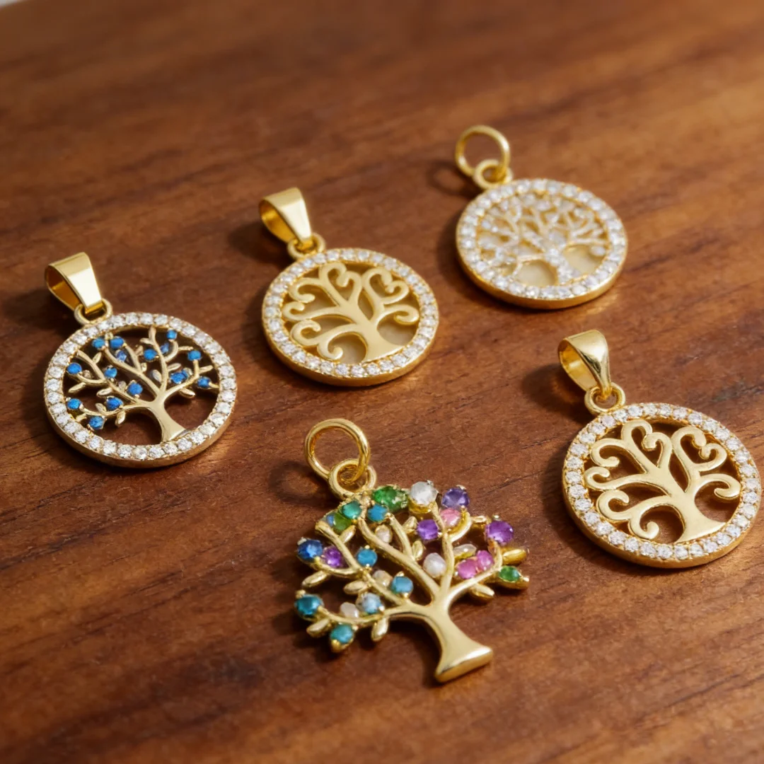 

12 шт. латунных подвесок-шармов «Древо жизни» с кубическим цирконием для изготовления ювелирных изделий своими руками, ожерелий, браслетов, модных полых аксессуаров