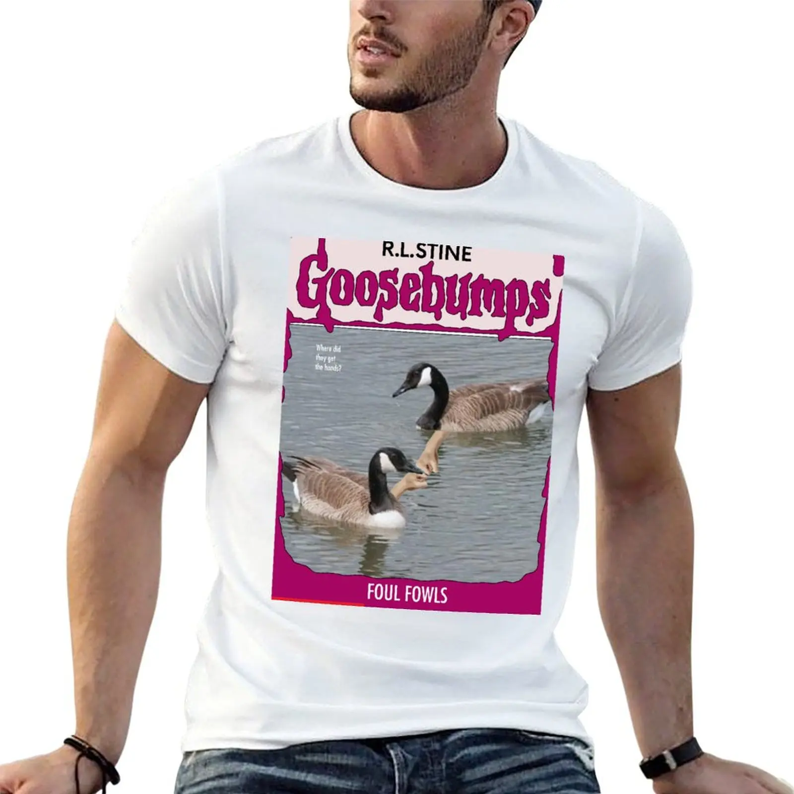

luxury 100% brand t t with shirt men Book prints cotton shirts Goosebumps Fowls Foul T-Shirt