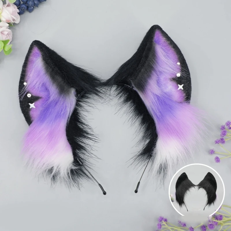 Handmade Faux Fur Plush Cat Deer Ear Headband Women Cartoon Cosplay Costume Ears Hair Hoop Halloween Party Role Play Hairband