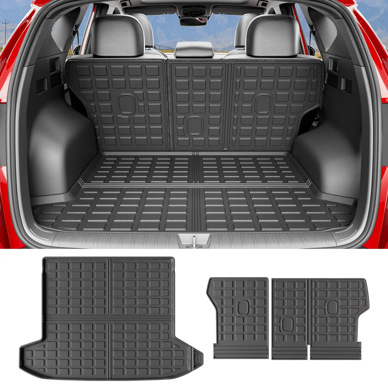

Trunk Cargo Mat For 2022–2026 Tucson Rear Compartment Liner With Seat Back Protectors And Floor Cover