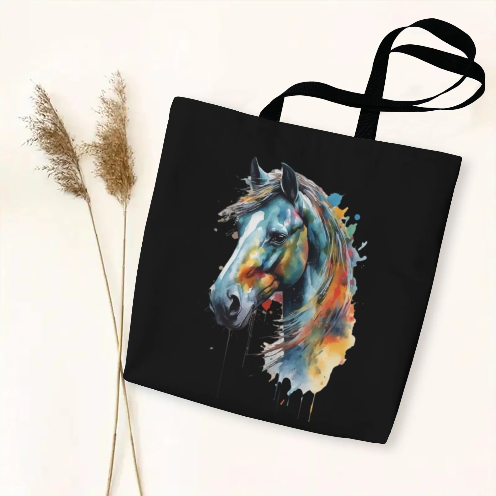 

Эстетическая акварельная лошадь с модным принтом, женская большая сумка, женская повседневная сумка на плечо для работы, школы, покупок и путешествий