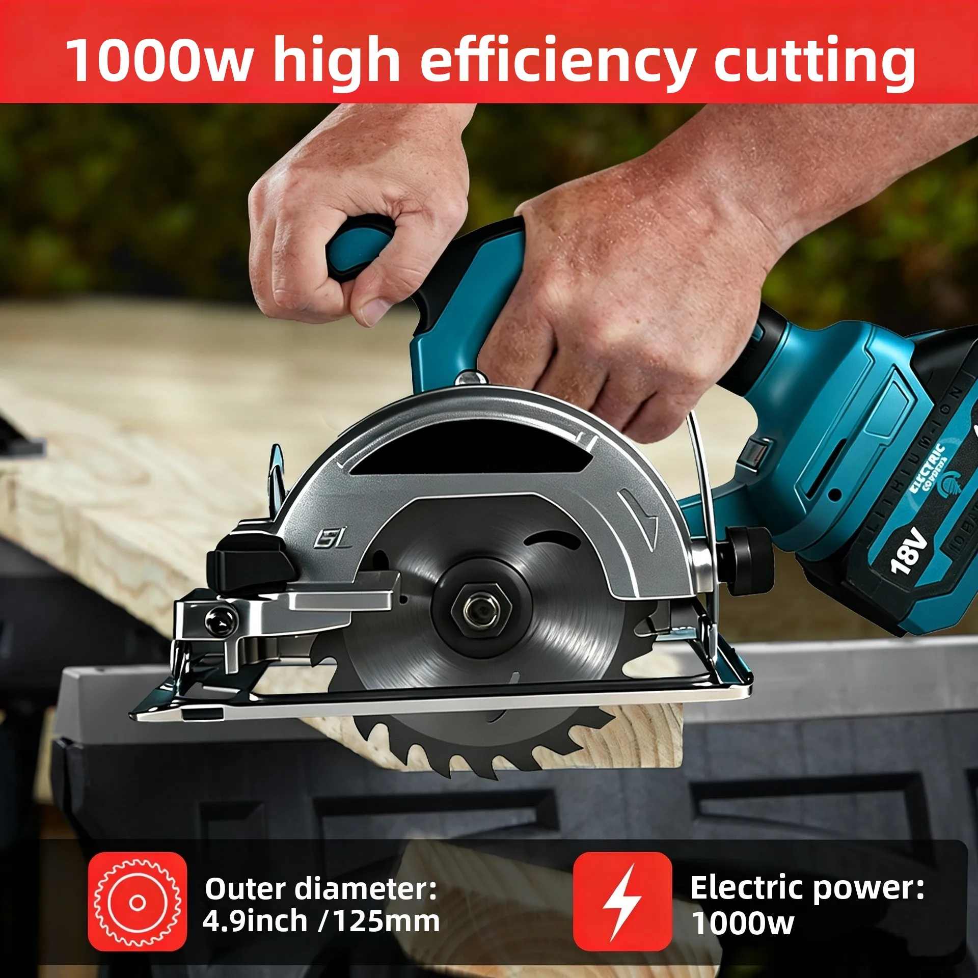 For Makita 18V Battery Brushless 5 Inch 125mm Electric Circular Saw Cordless 0-45° Adjustbale Woodworking Cutting Power Tool