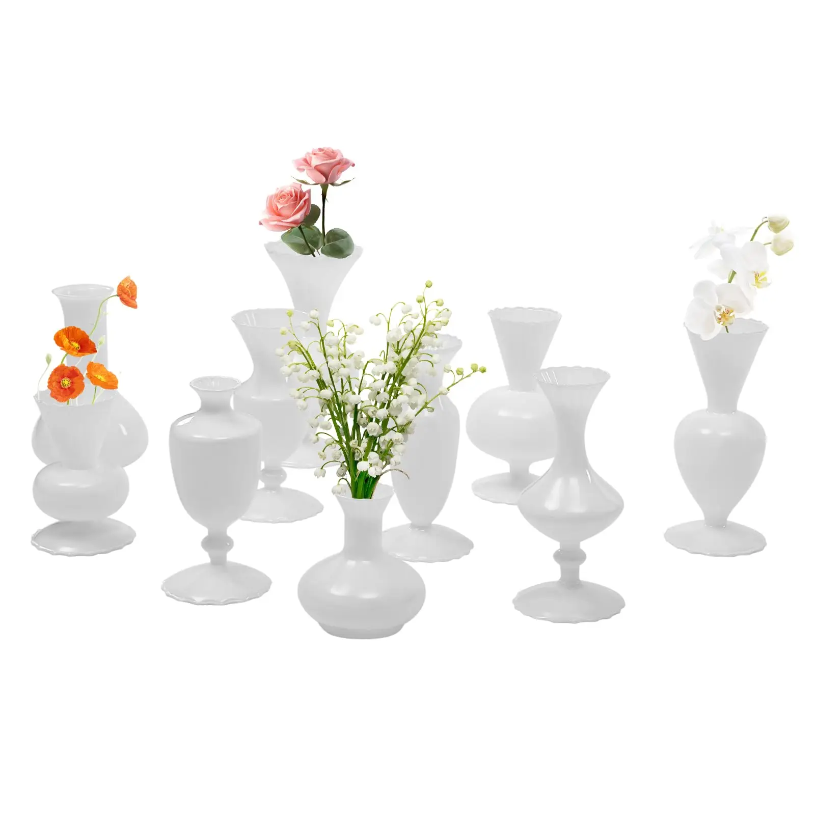 10 conjunto de vaso de vidro verde moderno pequeno vaso de vidro conjunto para flores decorativo bud vasos de flores bonito vasos de vidro para casamento