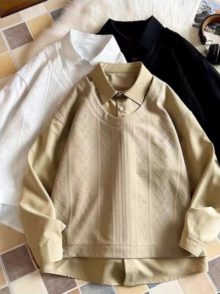 

Мужская толстовка больших размеров с воротником, модная, свободного кроя, молодежная, с длинными рукавами, на пуговицах, из смесового полиэстера, весенняя коллекция