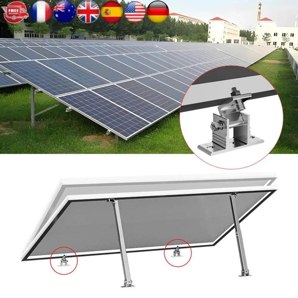 Uchwyt do paneli słonecznych ze stopu aluminium, zestaw końcówek mocujących, regulowany wspornik do montażu paneli słonecznych, kąt nachylenia 15-30 stopni