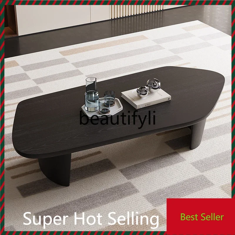 

Italian minimalist elm pattern creative special-shaped coffee table Nordic home living room modern coffee table G1218