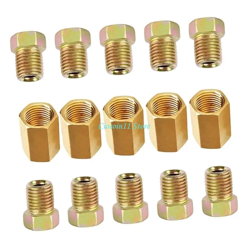 Y1UB 1/4 Brass Brake Line Fittings 3/8inch 7/16inch 24 Thread For Truck Brake Systems