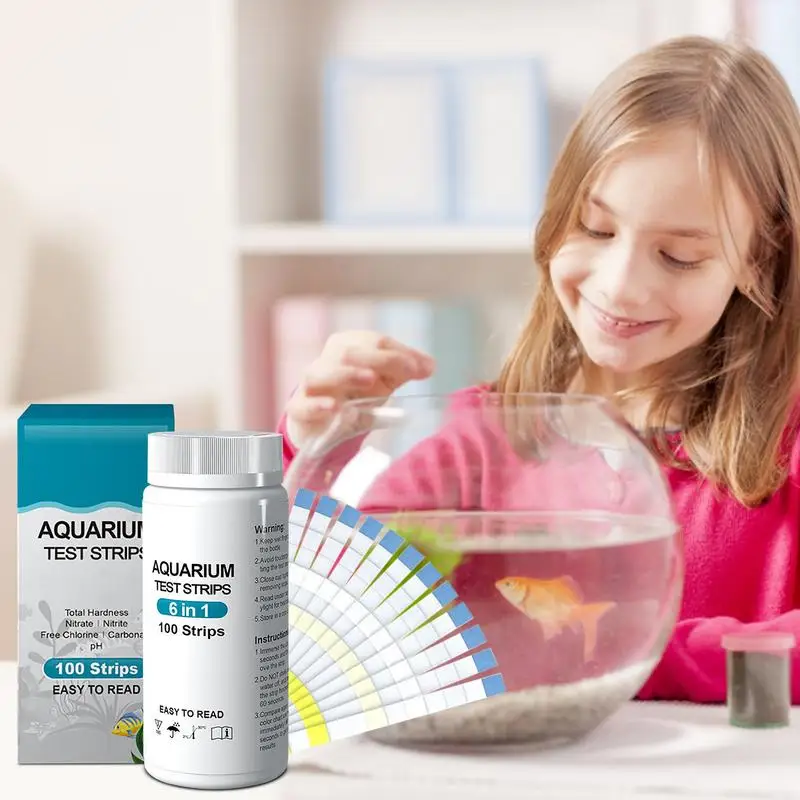 Fish Tank Test Kit 6 In 1 Aquarium Water Monitoring Strips Testing Nitrite PH Nitrate 100pcs Aquarium Test Strip Fish Tank Tool