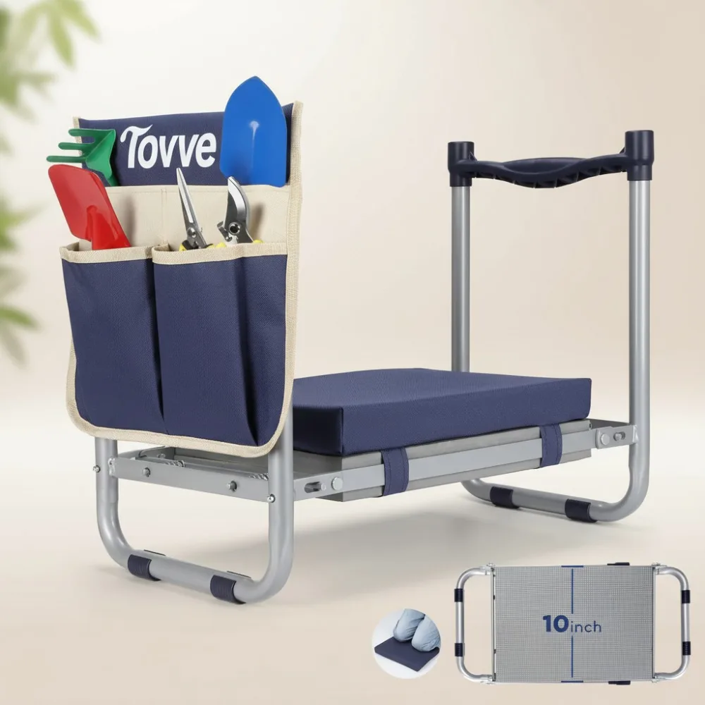 

Foldable Garden Kneeler Seat with Tool Bag, Heavy Duty 350lb Capacity, Comfortable Gardening Stool for Women Seniors Mom