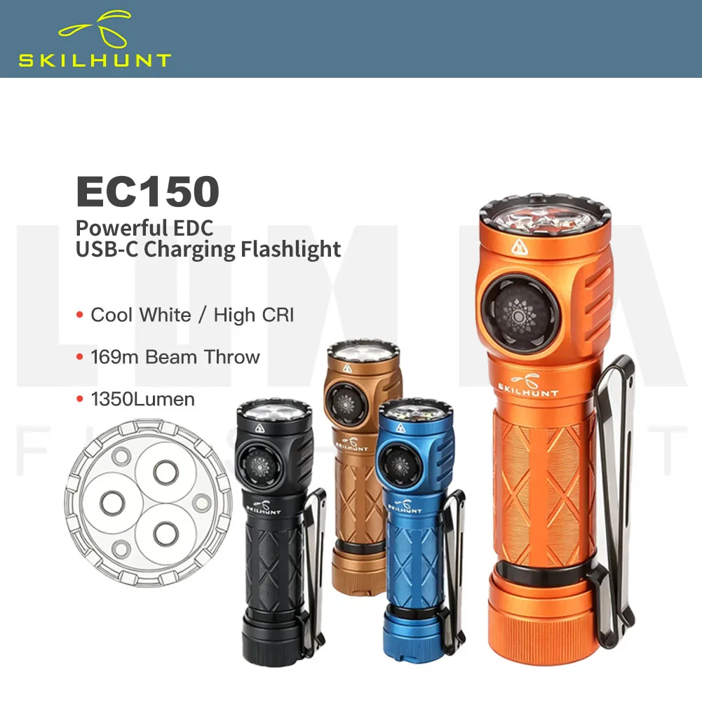 torcia-edc-potente-skilhunt-ec150-tre-led-2600-lumen-batteria-14500
