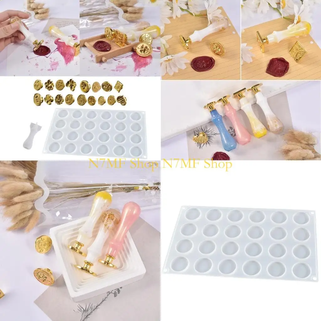 

N7MF Seal Handle Mold Envelope Wax Seal Resin Epoxy Casting Mold Gift Silicone Mat