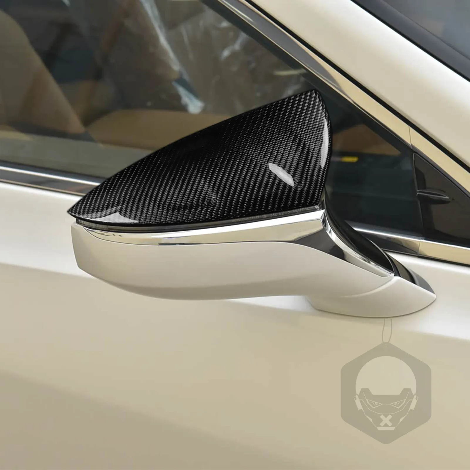 Real Carbon Fiber Car Horn Rearview Mirror Accessories Replacement Cover Modification For Lexus ES LS RC LC UX 2019-2022