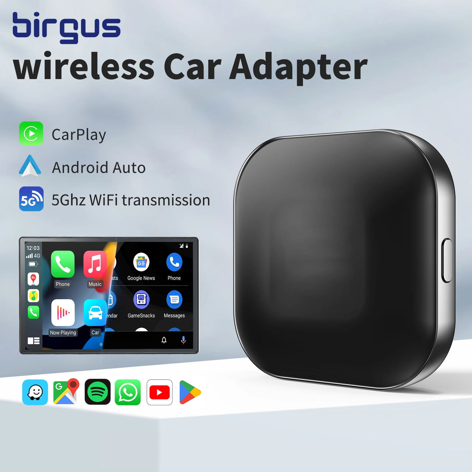 

Birgus C1 AI BOX Wired to Wireless CarPlay Android Auto Adapter for OEM Car USB Type C Plug and Use For 98% Cars For IOS Android