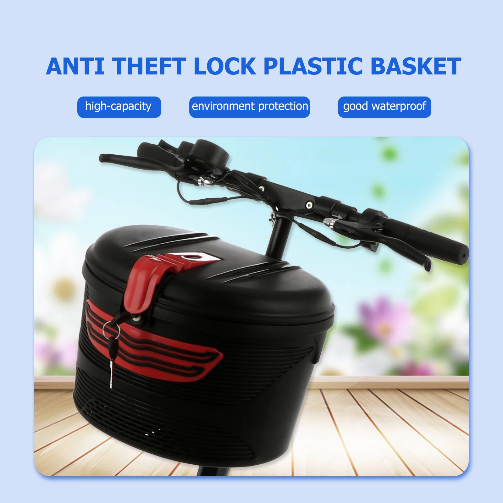 

Lock Basket Storage Baskets Bike Front Frame Hanging Electric Car Pannier Rack Red Mountain