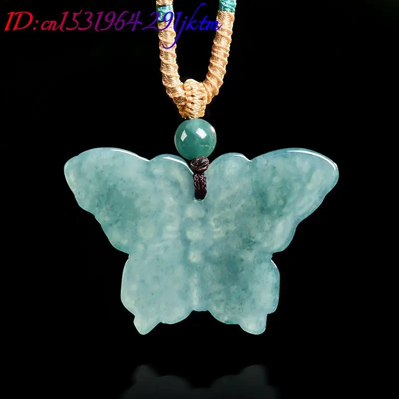 Natural Burmese Jadeite Butterfly Pendant Necklace Luxury Accessories Gemstone Real Jade Fashion Vintage Gifts for Women view 3