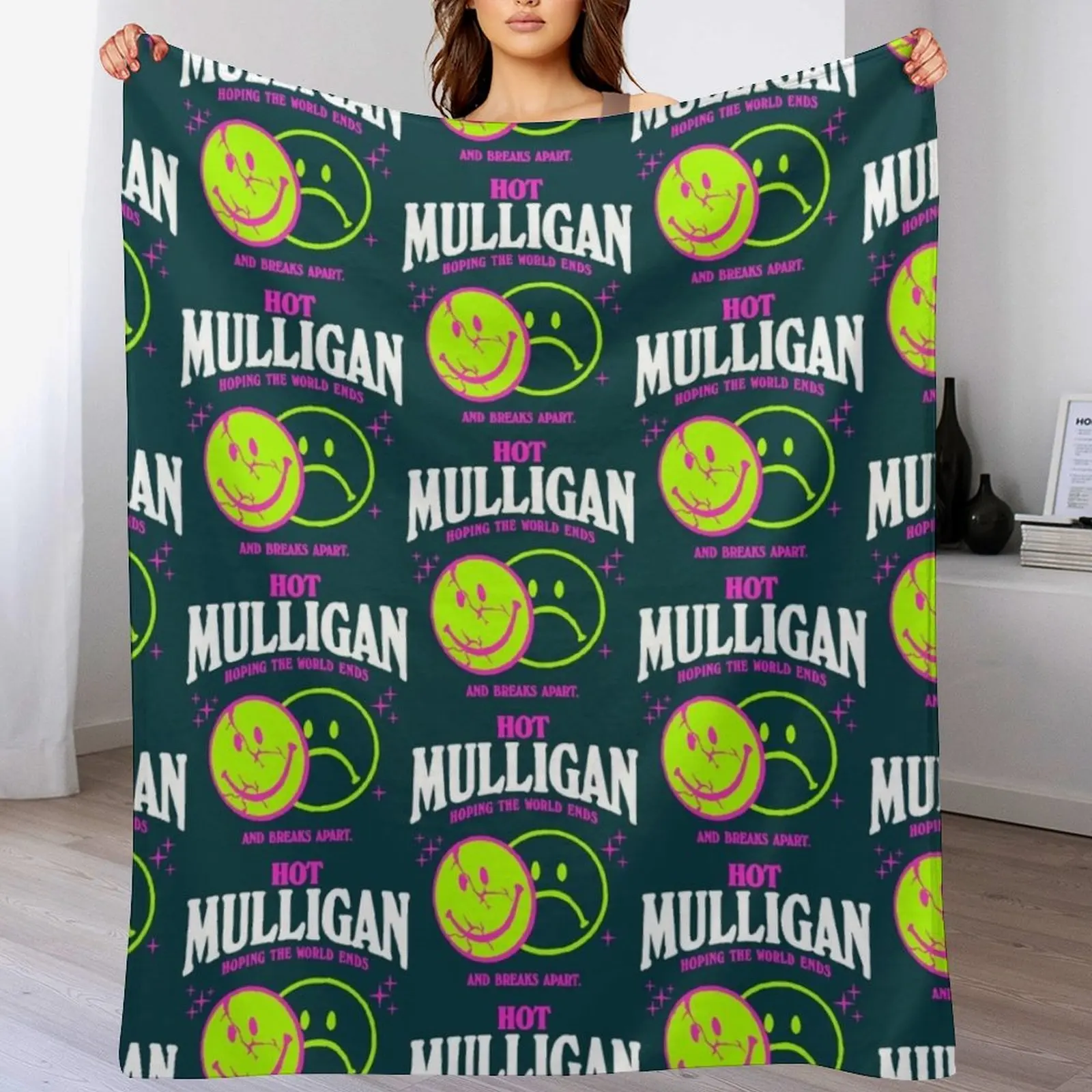 Hot Mulligan Merch Smile Shirt Throw Blanket