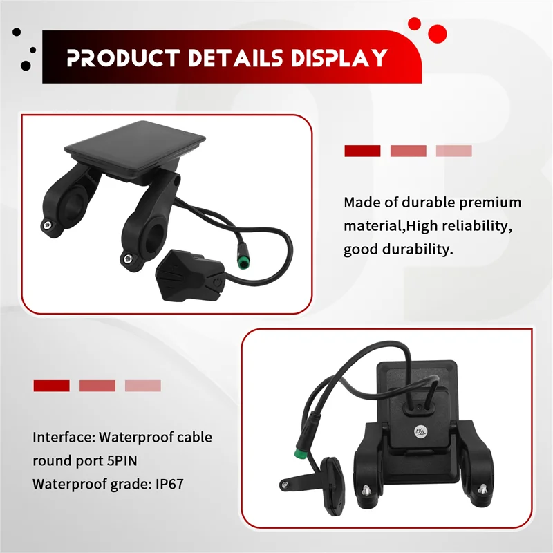 AB47-M7C-2 medidor de pantalla LCD para bicicleta eléctrica 24V 36V 48V 60V E Scooter Panel LCD con USB UART para bicicleta eléctrica de montaña 5PIN Par