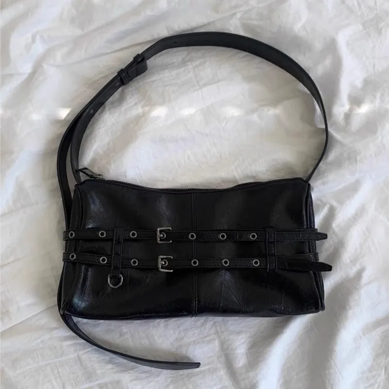 JIAERDI Hot Girl Vintage Double Strap Adjustable Shoulder Bag Women Ladies Harajuku Large Tote Purse Motorcycle Handbag Y2K 2025