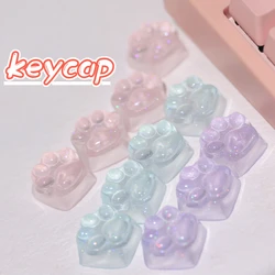 High Quality Epoxy DIY Transparent Cat Paw Resin Keycap Games Backlit RGB ESC WASD Keycap Cross Axis Mechanical Keyboard Keycap