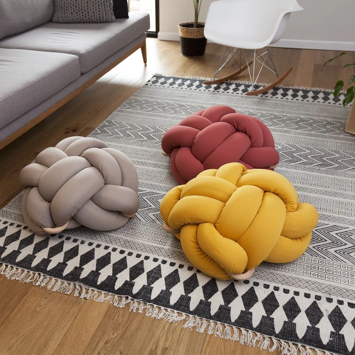 Nordic ins style design sense seat pier home comfort pedal model house futon creative sponge woven soft seat cushion