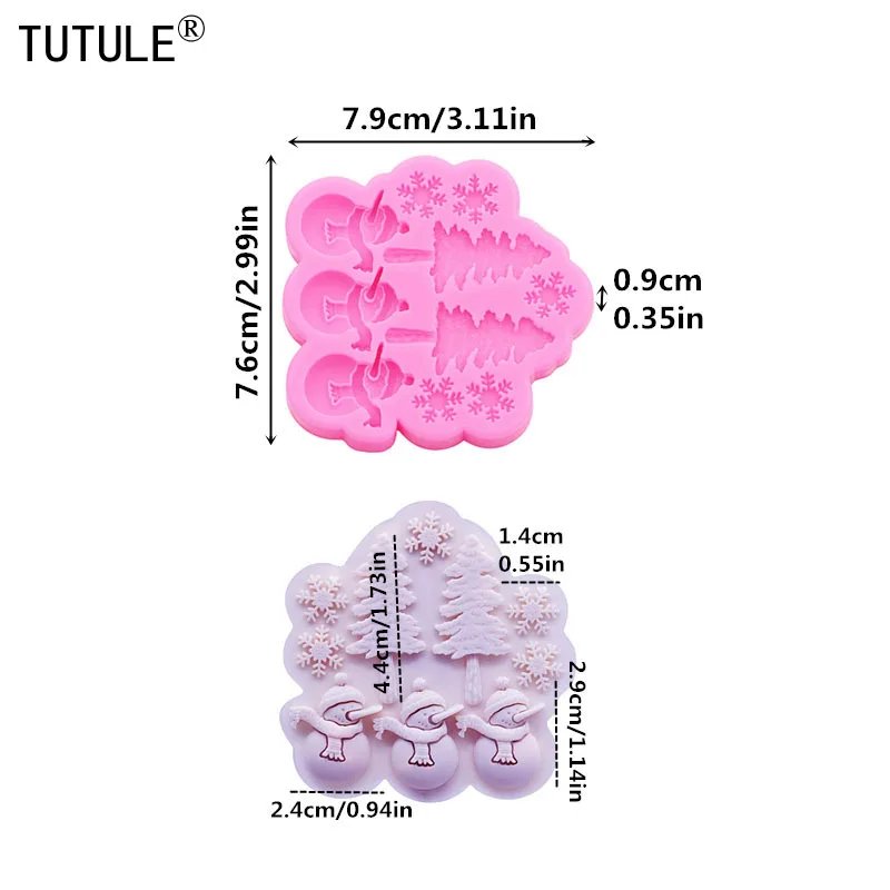 Christmas yeti Earrings Silicone Mold DIY Snowflake Clay epoxy resin Accessories Moulds Christmas tree cake Chocolate Molds