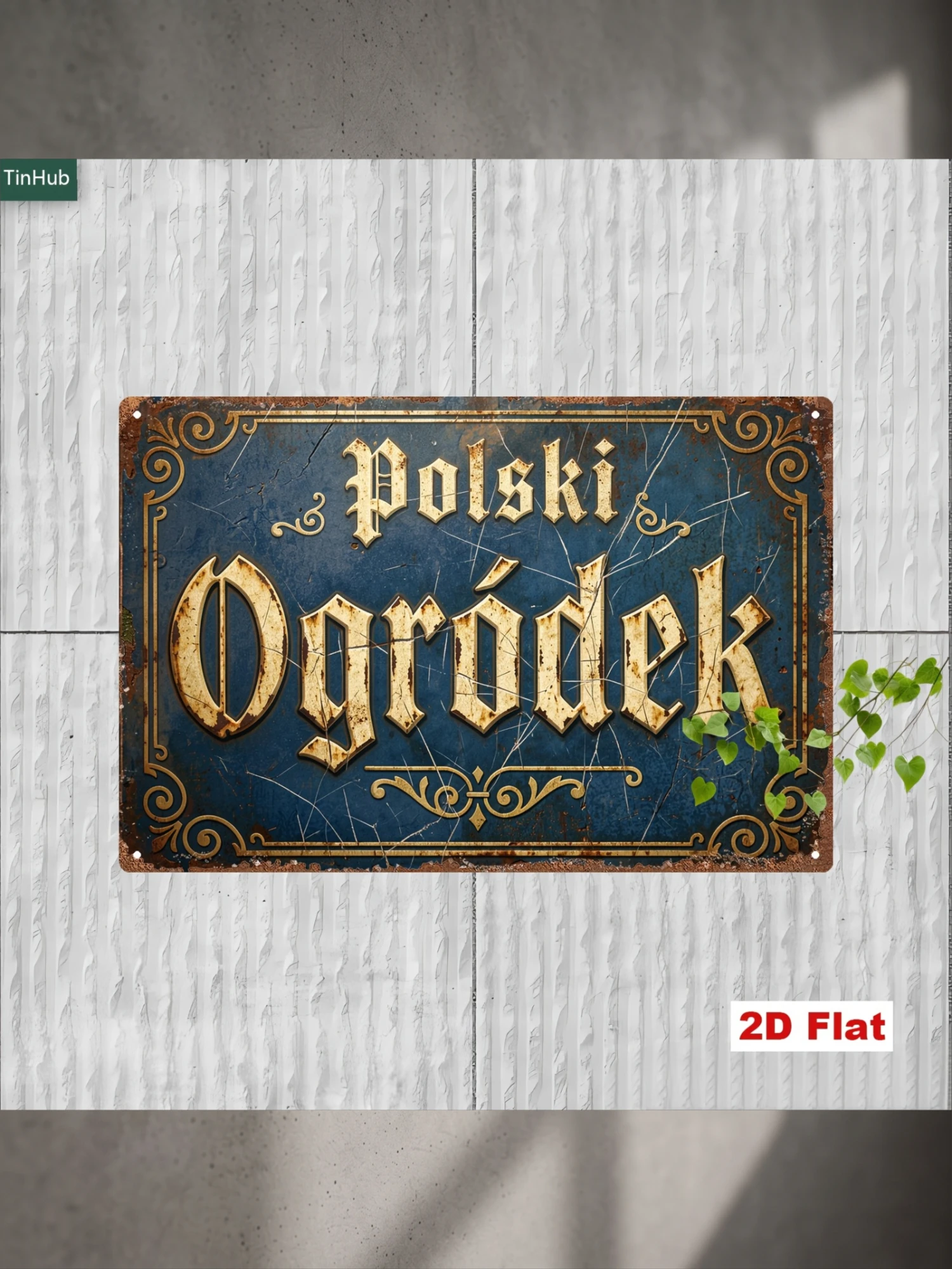 2D Flat, 2D Flat 1pc Vintage Polish Garden Metal Sign, 7.87x11.81inch Iron Sign with "Polski Ogrodek" Print, European Vintage Decorative Style, Suitable for Garden, Courtyard, Home, Farmhouse, and Outdoor Wall Decoration, Tin Hanging Art, Garden Wall