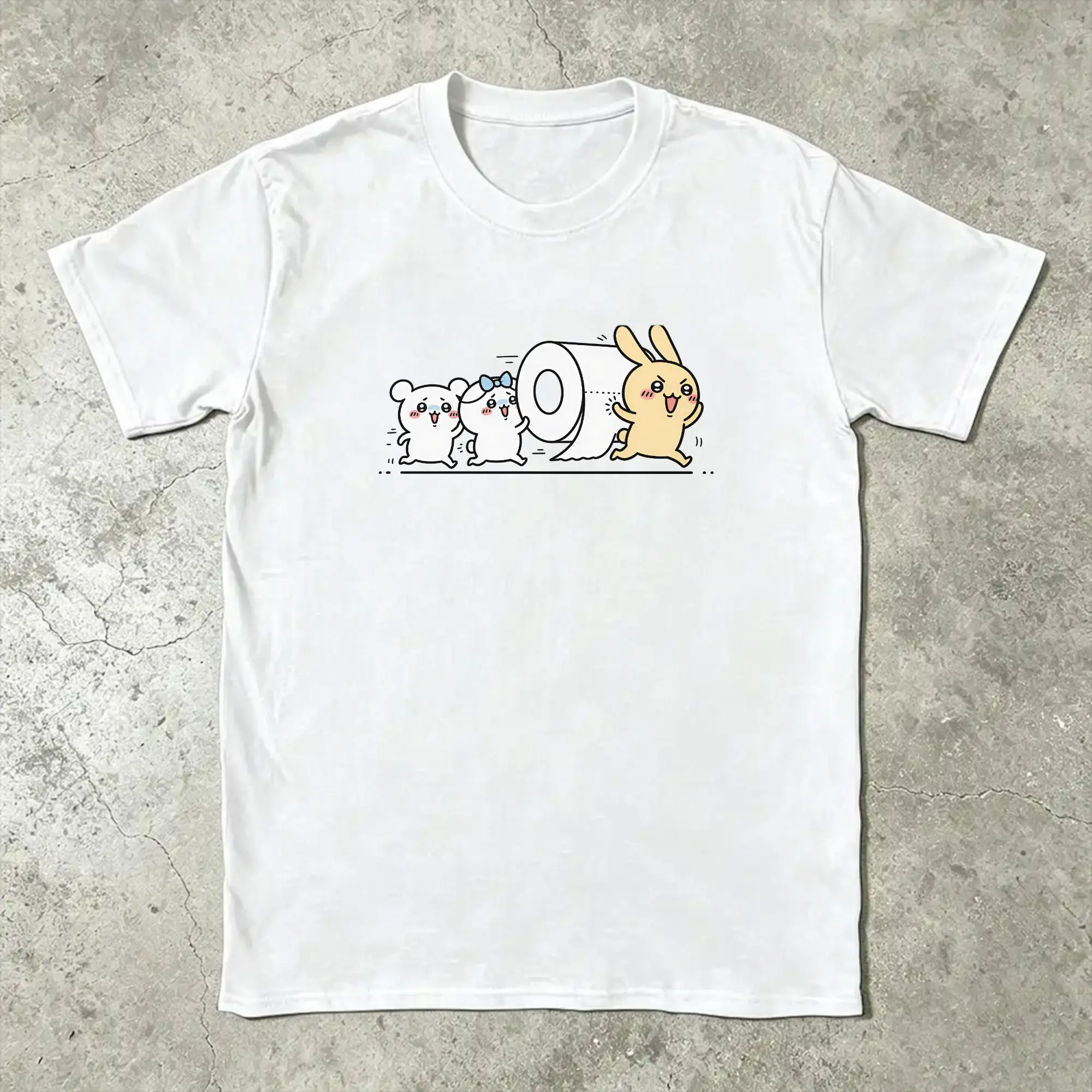 C-Chiikawas Toilet  Poop Meme T-Shirts for Men  Novelty Cotton Tee Shirt Round Collar Short Sleeve T Shirts Plus Size Tops