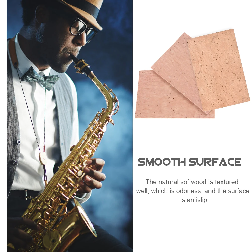 

3pcs Saxophone Neck Cork Sheets Durable Strong Self-Adhesive Replacement Soft Sealing Abrasion Resistant for Soprano Alto