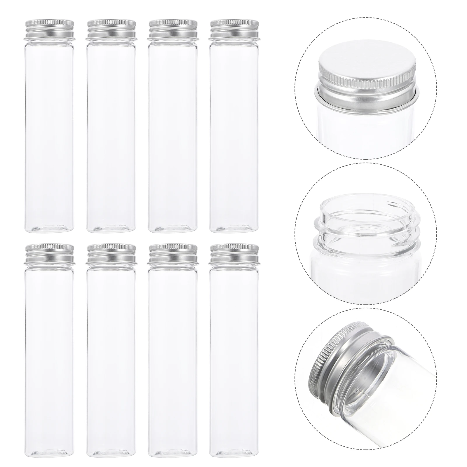 Confections Tubes Flat Bottom Test Bottomed Candy Clear Plastic with Screw Caps