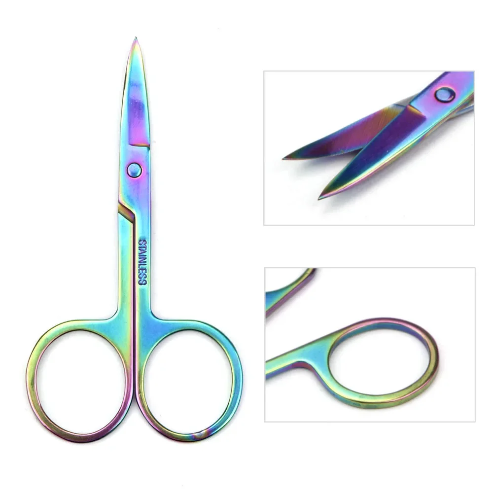 For Professional Stainless Manicure Nail Scissor Dead Skin Remover Steel Nail Tool Chameleon Cuticle Curved Head Eyebrow Scissor