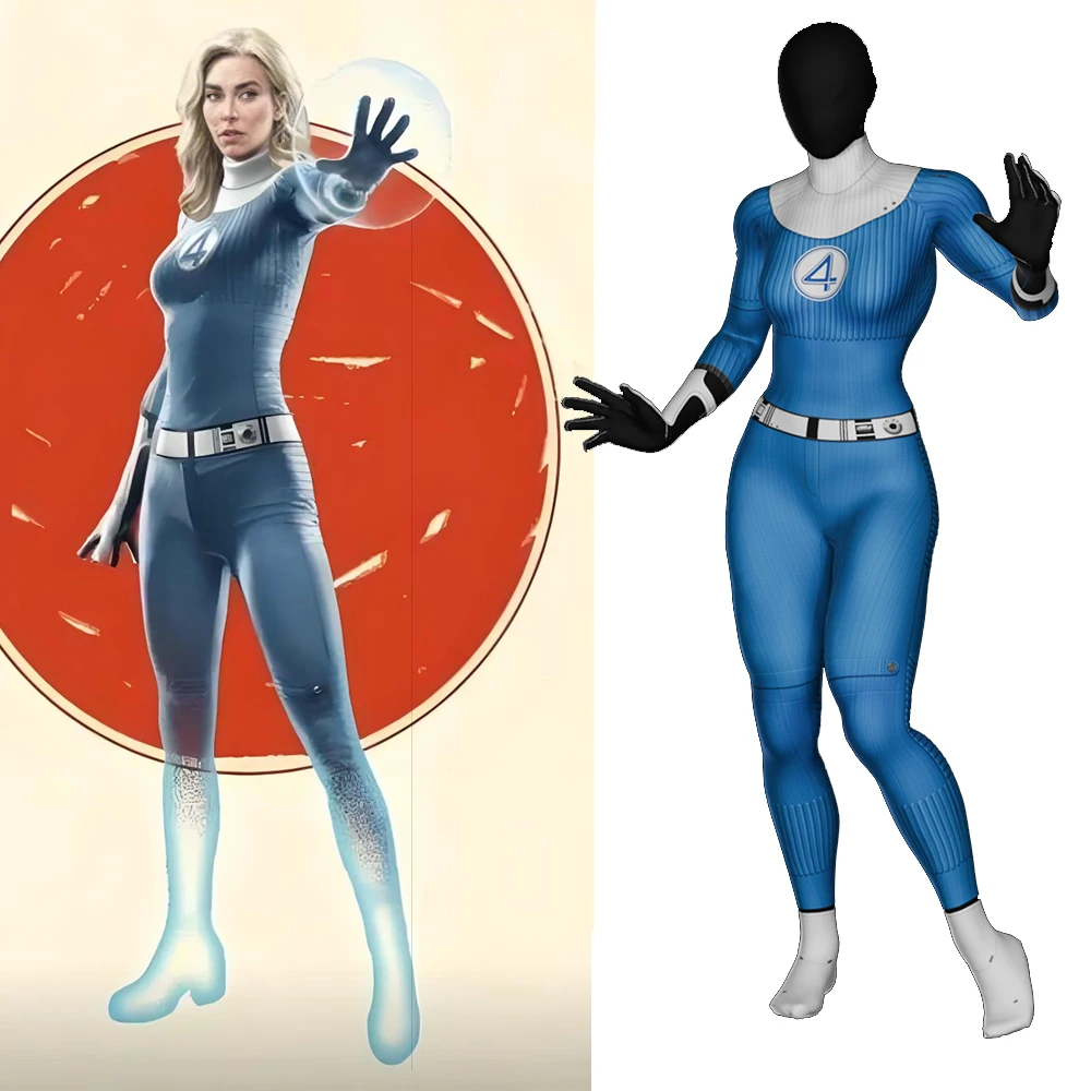 

Fantastic 4 Four Invisible Woman Cosplay Susan Storm Richards Costume 3D Printed Spandex Zentai Suits Outfits Halloween Costume