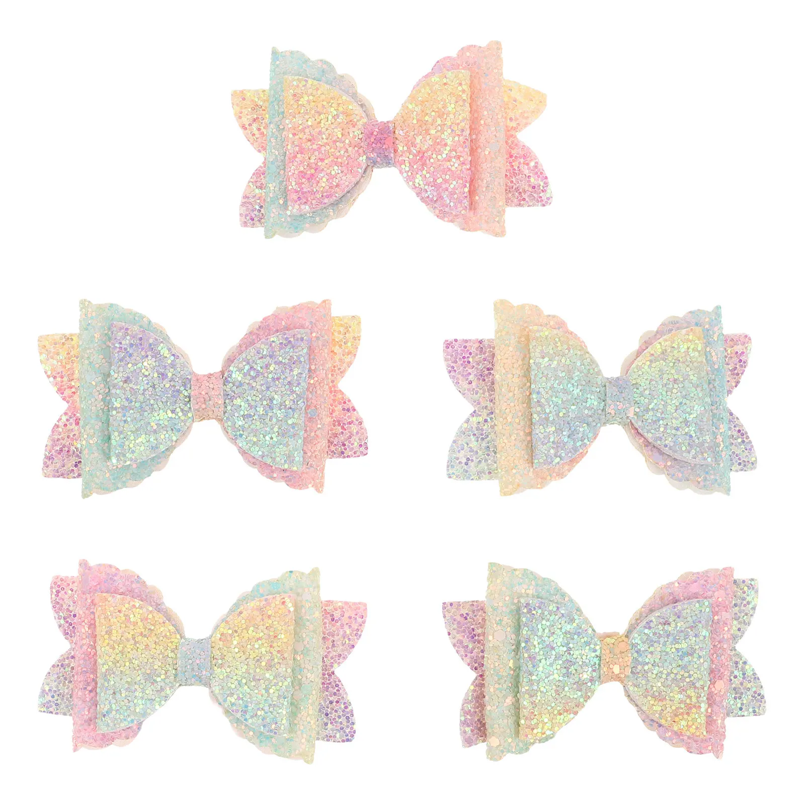 

5Pcs 's Hair Accessories Glitter Rainbow Sequin Bow Clips Secure Hold for Party Daily Wear Hair Clips